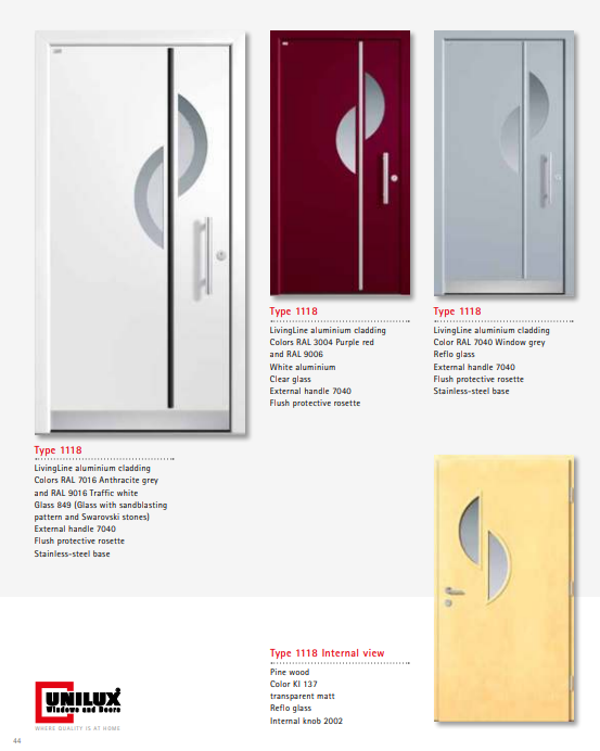 Type 1121 LivingLine – Sandblast Stone LivingLine Entry Door, Chiselled Stones, Punto Glass, Oyster White or Dusty Grey Color, Triple Lock, Custom Size/Finish, Premium Entry